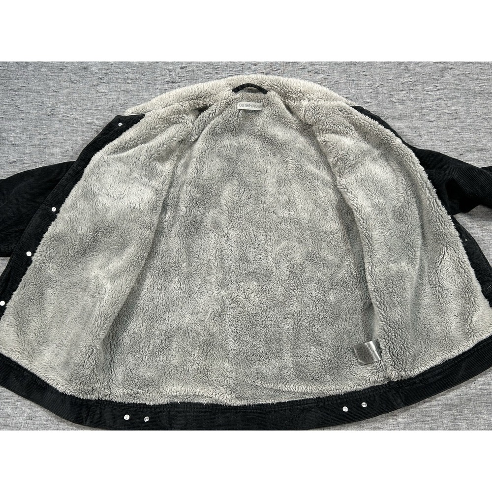 Outerknown Paz Corduroy Trucker Jacket Mens Medium Black Sherpa Cotton Hemp - Picture 6 of 15